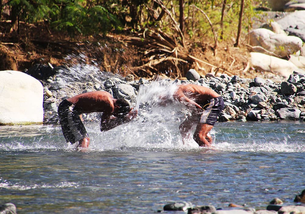 Splashing in the water